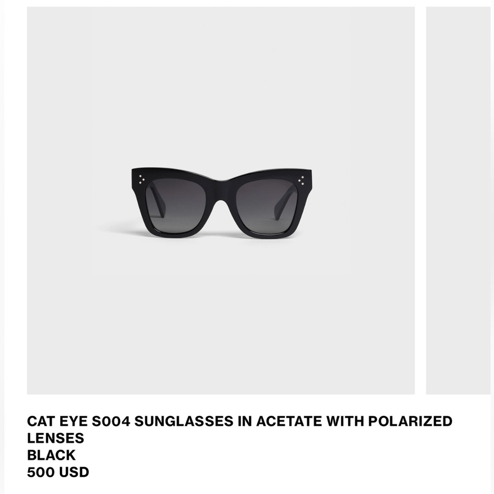 Celine cat-eye sunglasses S004 in black acetate with polarized black lenses